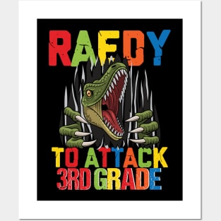 Funny Ready To Attack 3rd Grade Shark First Day of School Gifts Kids Posters and Art